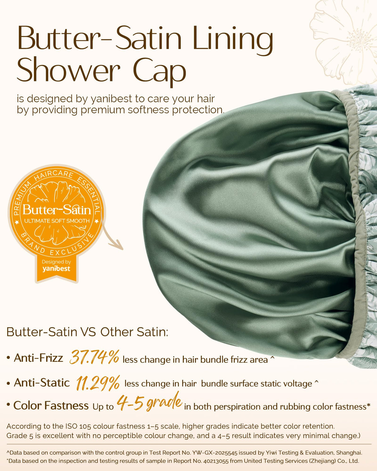 YANIBEST shower cap with unique soft elastic edge