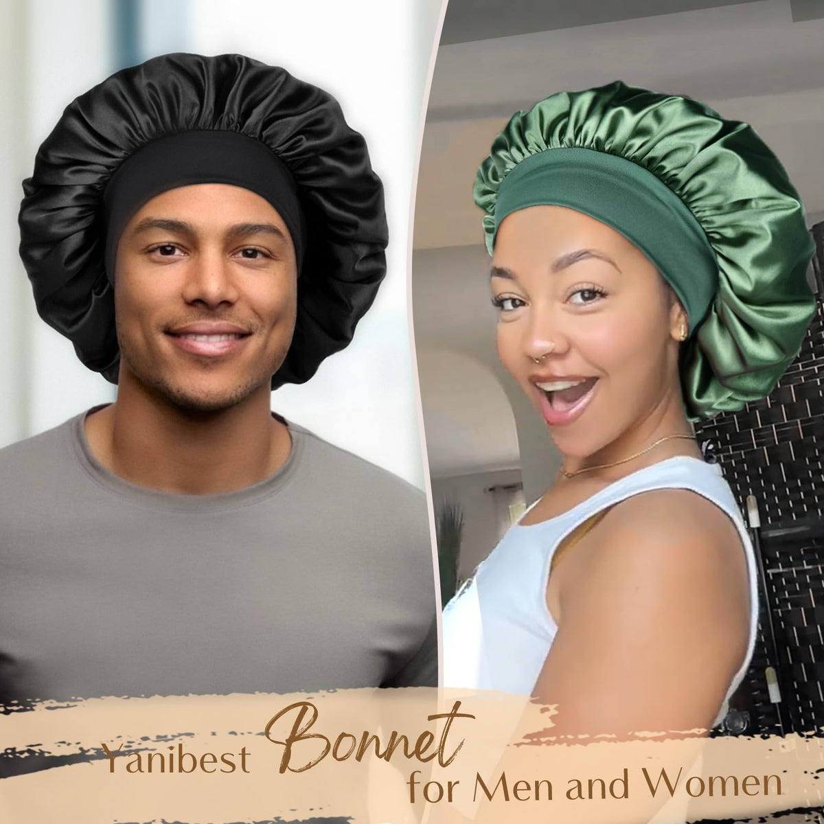 YANIBEST Soft Satin Bonnet back view showing double layer
