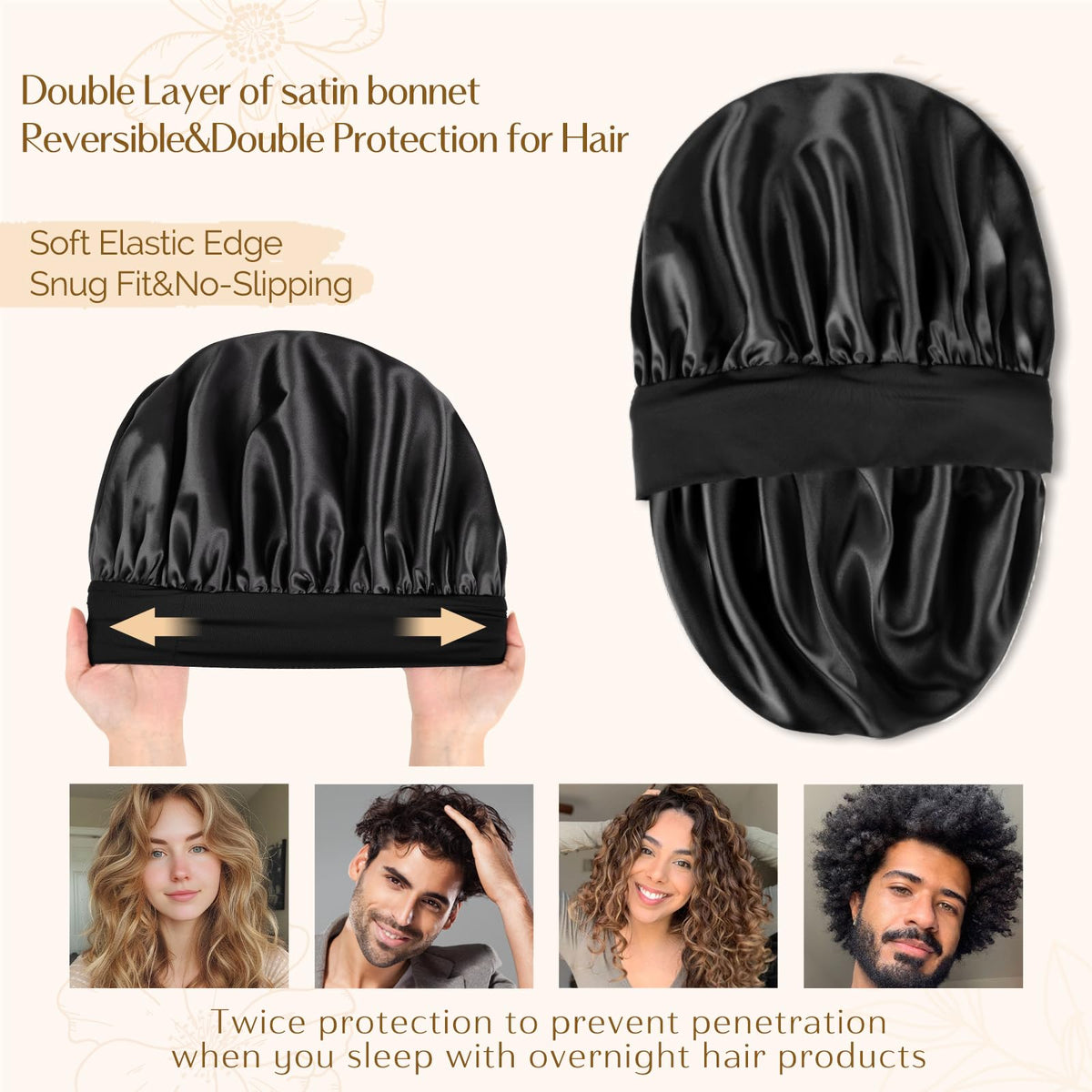 YANIBEST Soft Satin Bonnet in different colours