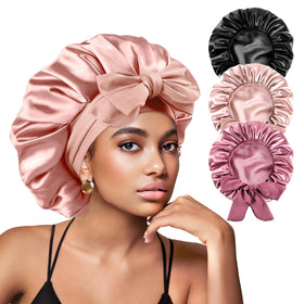Yanideer Adjustable Satin Bonnet Blush Pink front view