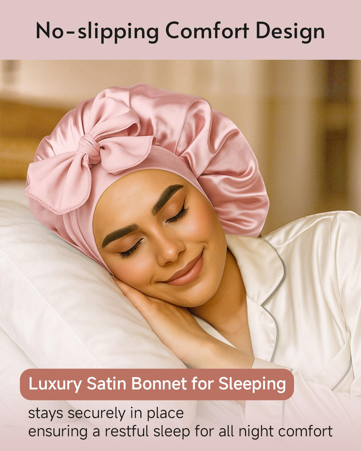 Yanideer Adjustable Satin Bonnet with strap detail
