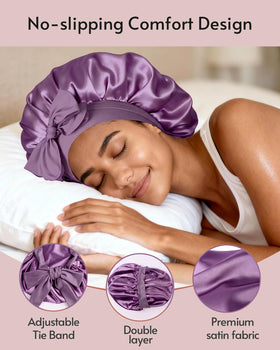 Yanideer satin bonnet on a mannequin head, showcasing fit