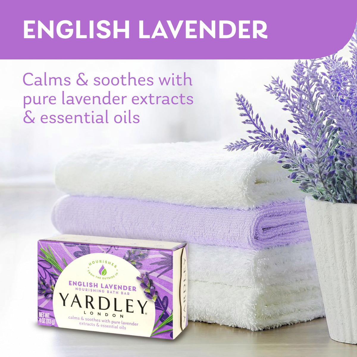 Yardley English Lavender Bar Soap close-up of lavender scent