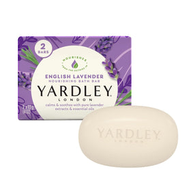 Yardley English Lavender Bar Soap front view with floral design
