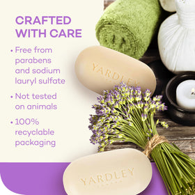 Yardley English Lavender Bar Soap with fresh lavender flowers