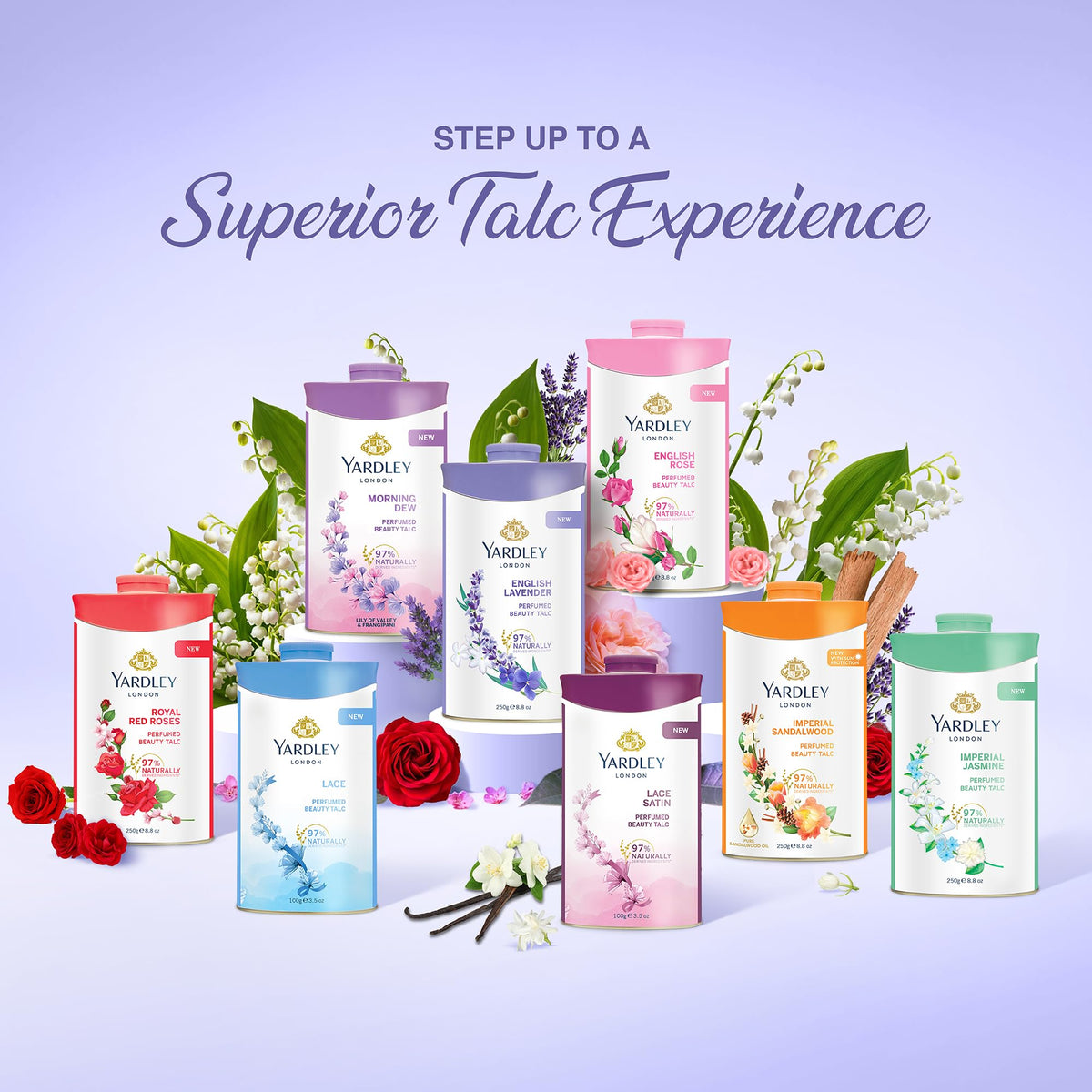 Yardley English Lavender Talcum Powder 100g lifestyle scene