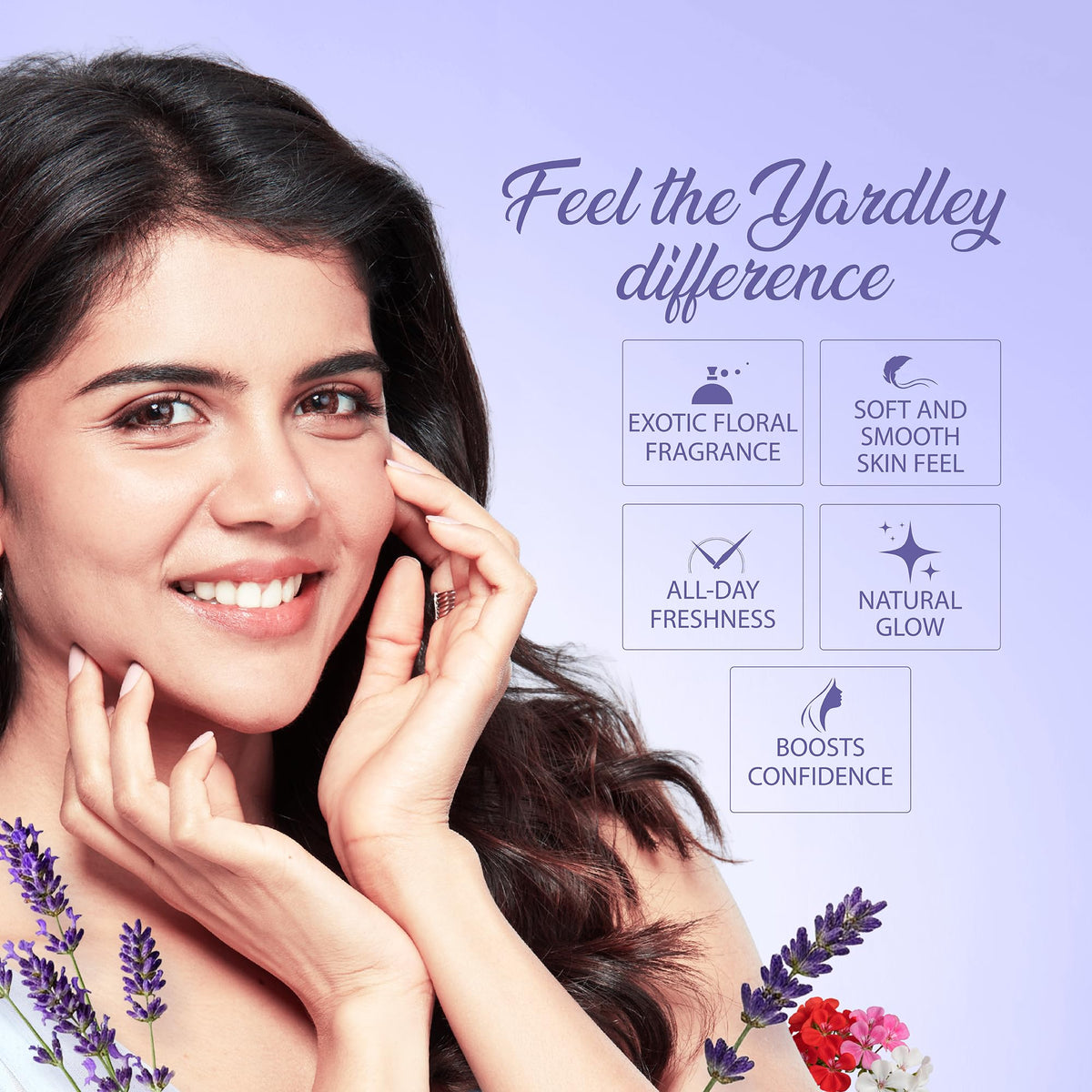 Yardley English Lavender Talcum Powder 100g sprinkled on skin