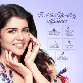 Yardley English Lavender Talcum Powder 100g sprinkled on skin