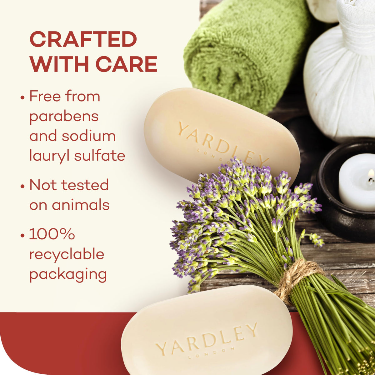 YARDLEY LONDON Cocoa Butter Bath Soap Bar in use