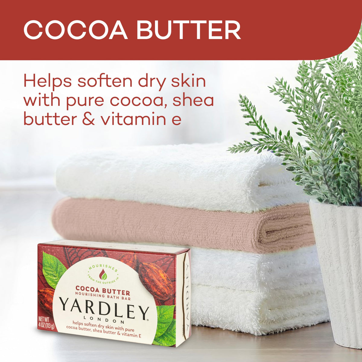 YARDLEY LONDON Cocoa Butter Bath Soap Bar side view