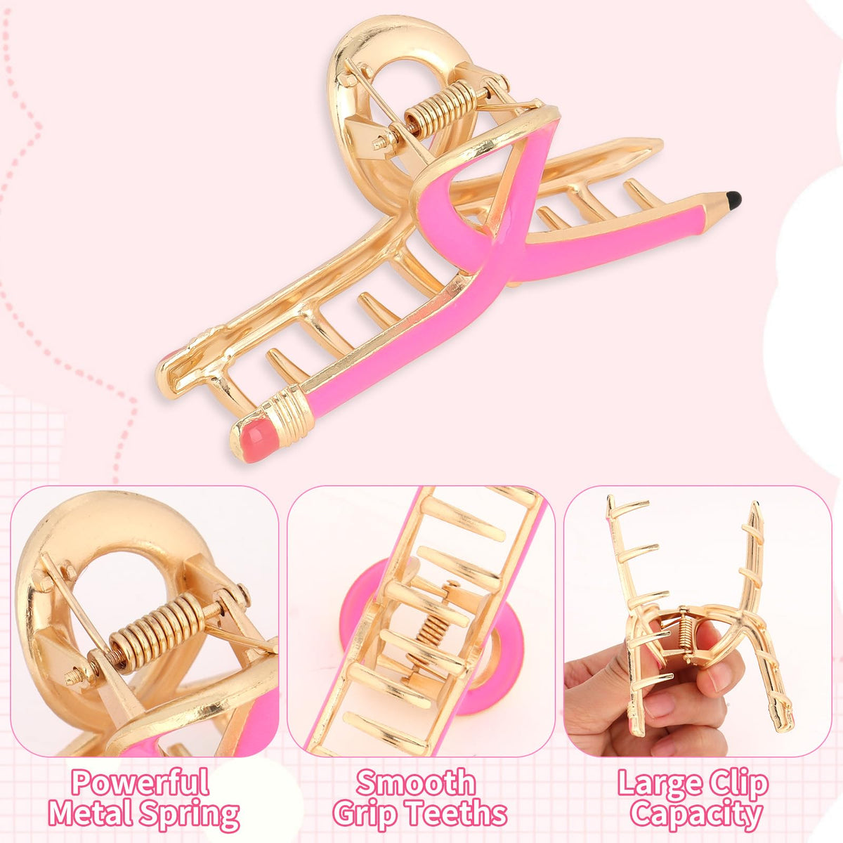 YARIEW Pencil Hair Claw Clip in use with a stylish bun