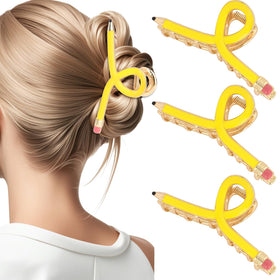 YARIEW Pencil Hair Claw Clips yellow set front view