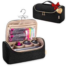 Yarwo Travel Case for Dyson Airwrap front view with peach-skin fabric