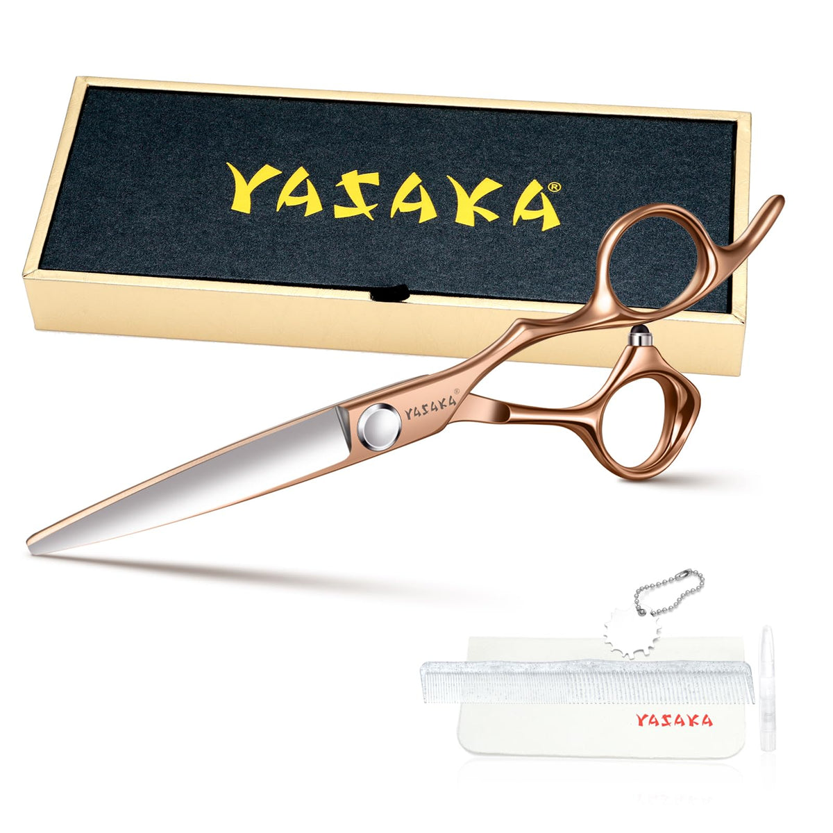 YASAKA 6.0" Hair Cutting Scissors front view with ergonomic handle