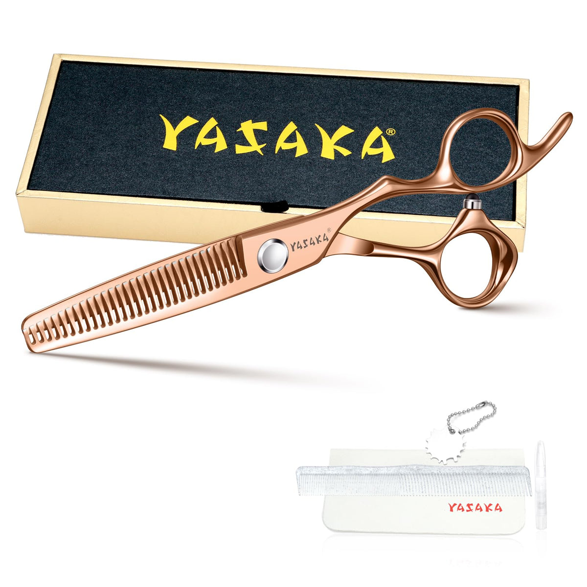 YASAKA 6-inch thinning shears front view with sharp blades