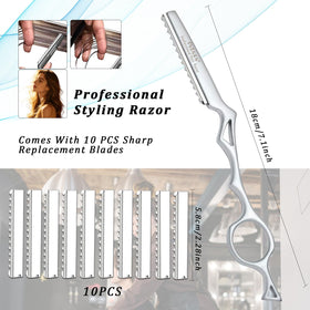 YASAKA Hair Cutting Razor 7.1 inch side view with replacement blades
