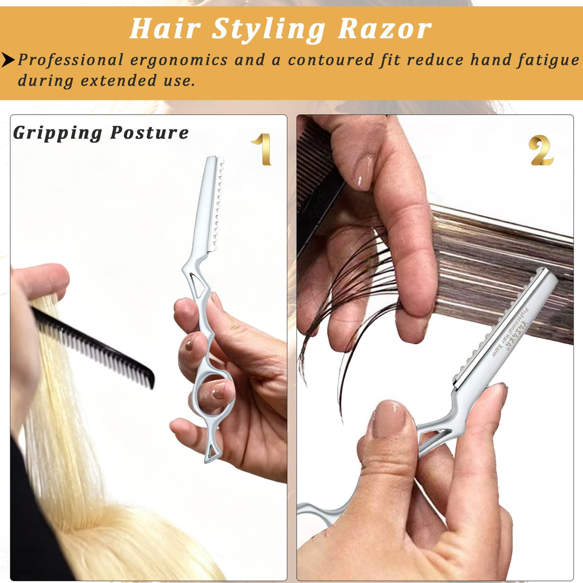 YASAKA Hair Cutting Razor ergonomic handle detail