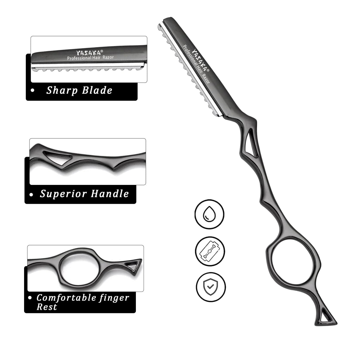 YASAKA Hair Razor 7.1" blade length close-up