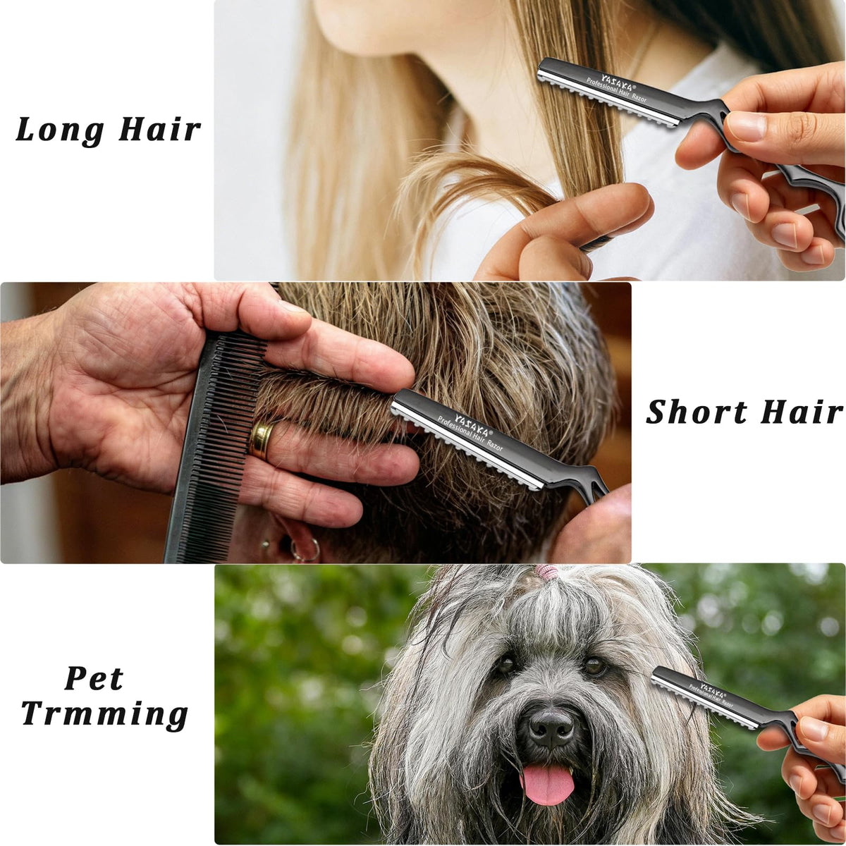 YASAKA Hair Razor 7.1" displayed on a countertop with hair clippings