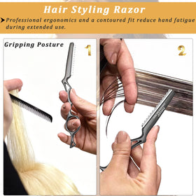 YASAKA Hair Razor 7.1" in use for layering hair