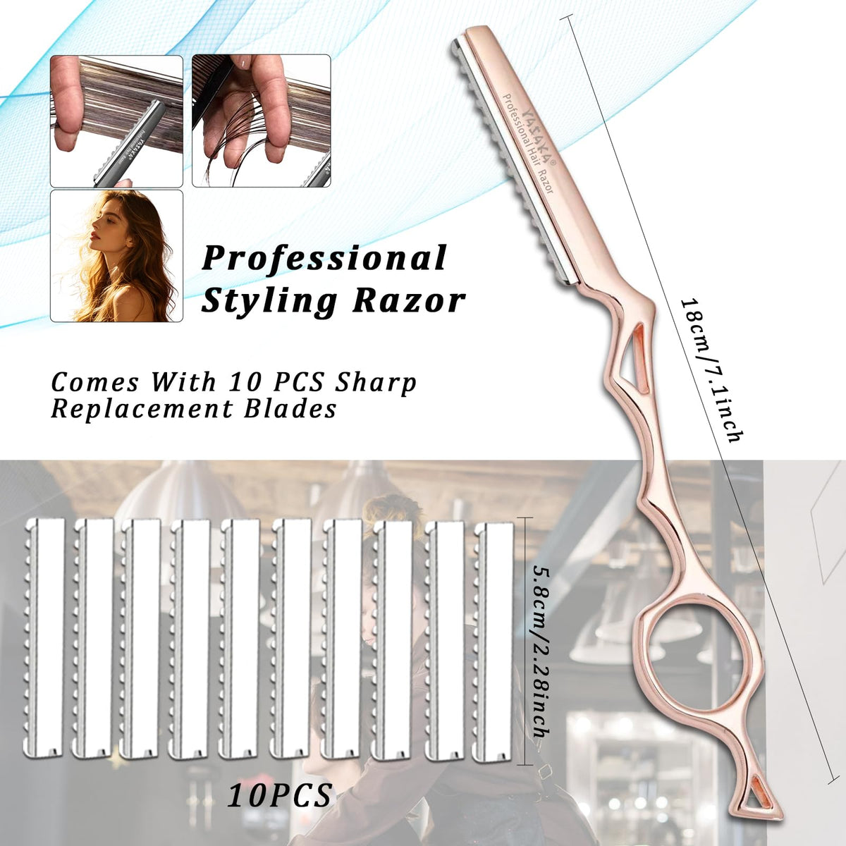 YASAKA Hair Razor side view showcasing the blade