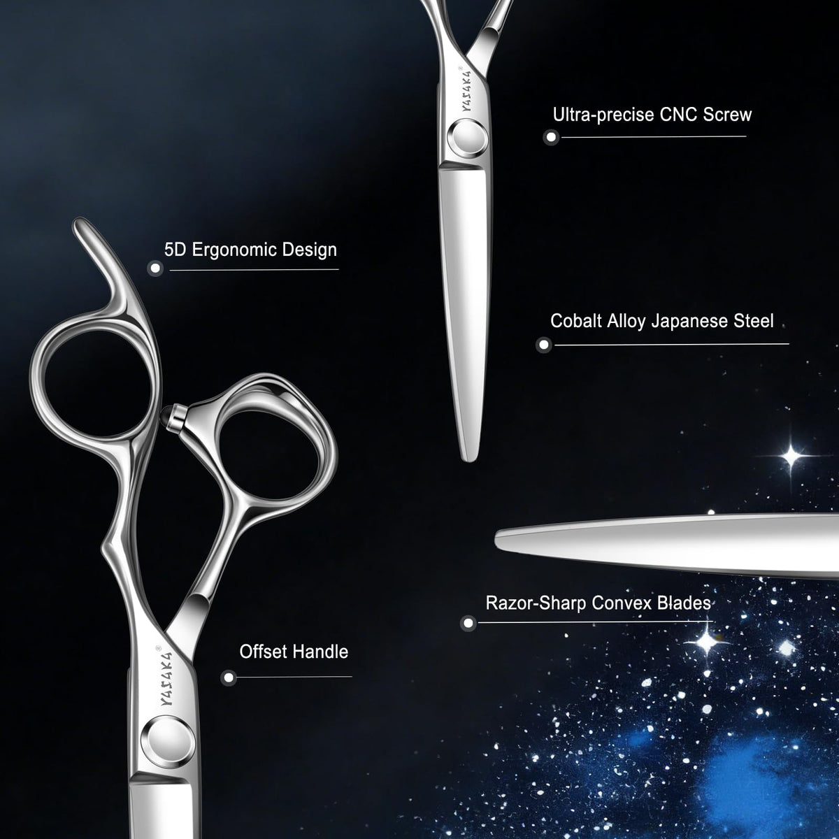 YASAKA scissors in use on medium-length hair