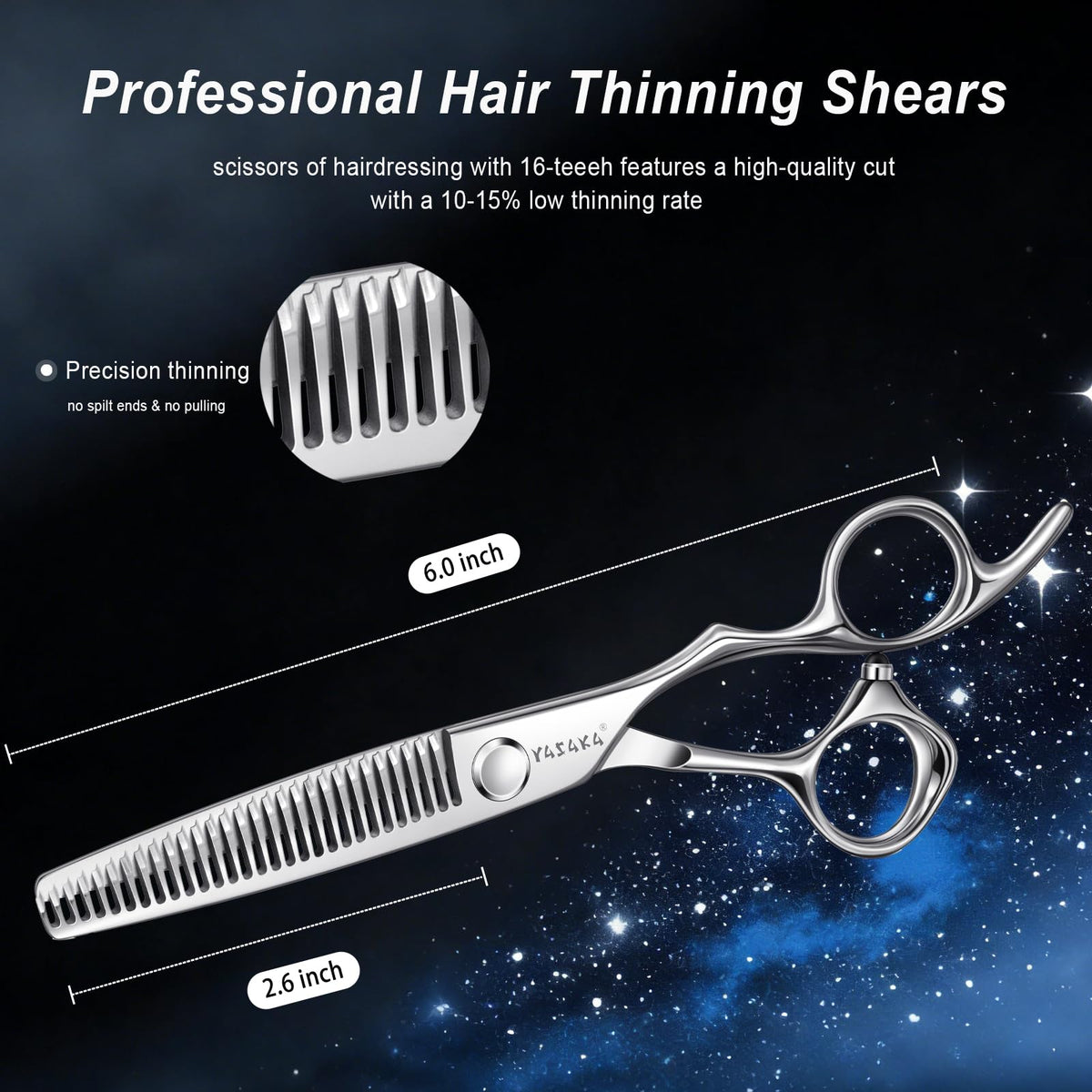 YASAKA thinning shears showing ergonomic handle design