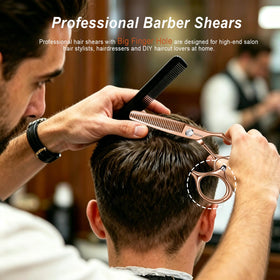 YASAKA thinning shears side view showcasing ergonomic handle