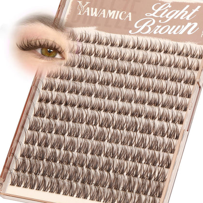 Yawamica Brown Lash Clusters front view with packaging
