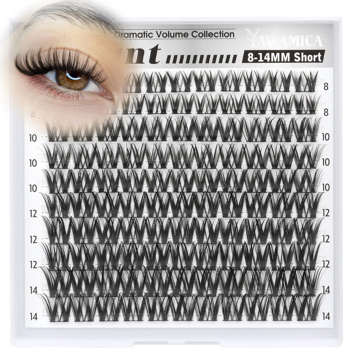 Yawamica Flaunt Lash Clusters 8-14mm front view