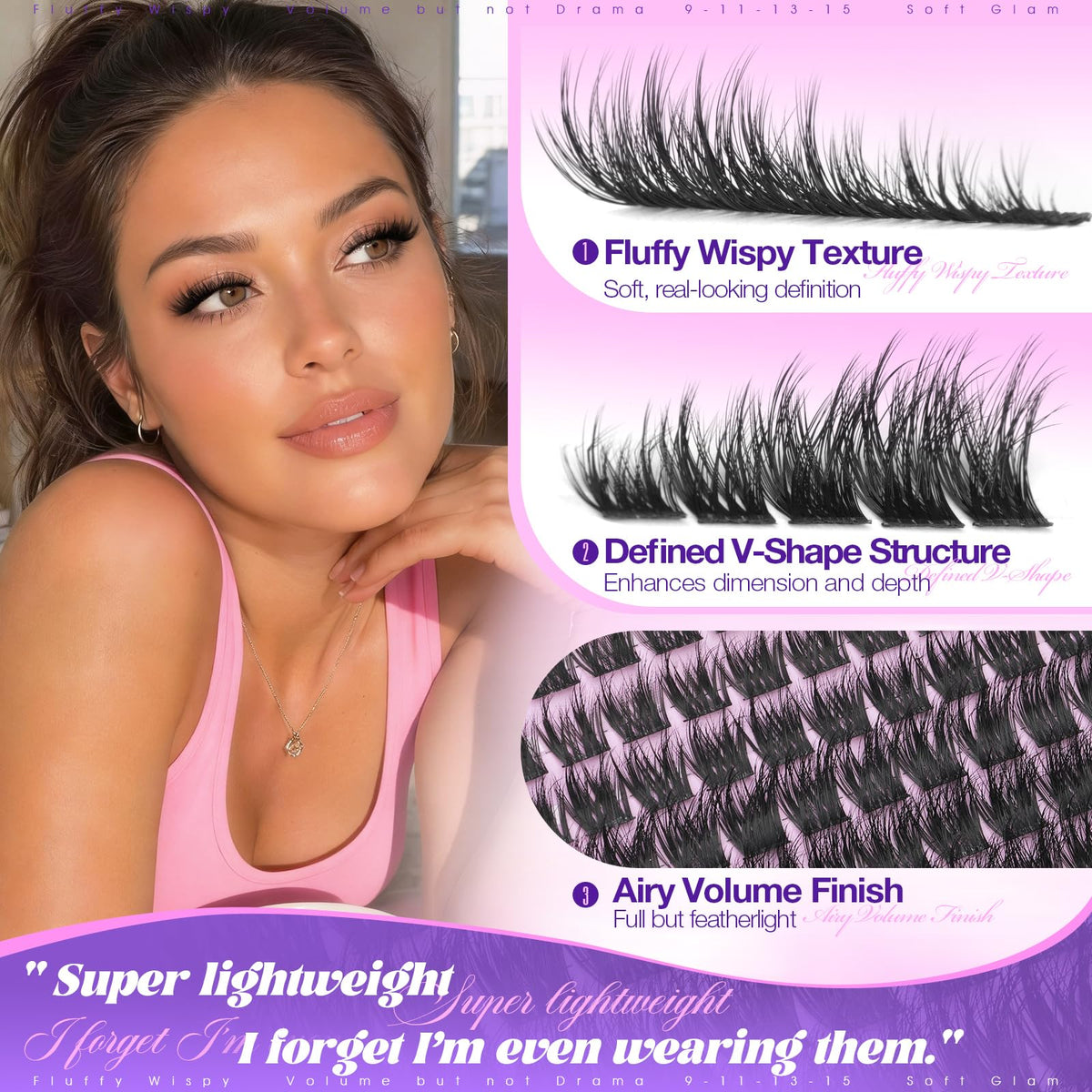 Yawamica Fluffy Lash Clusters displayed on a makeup table