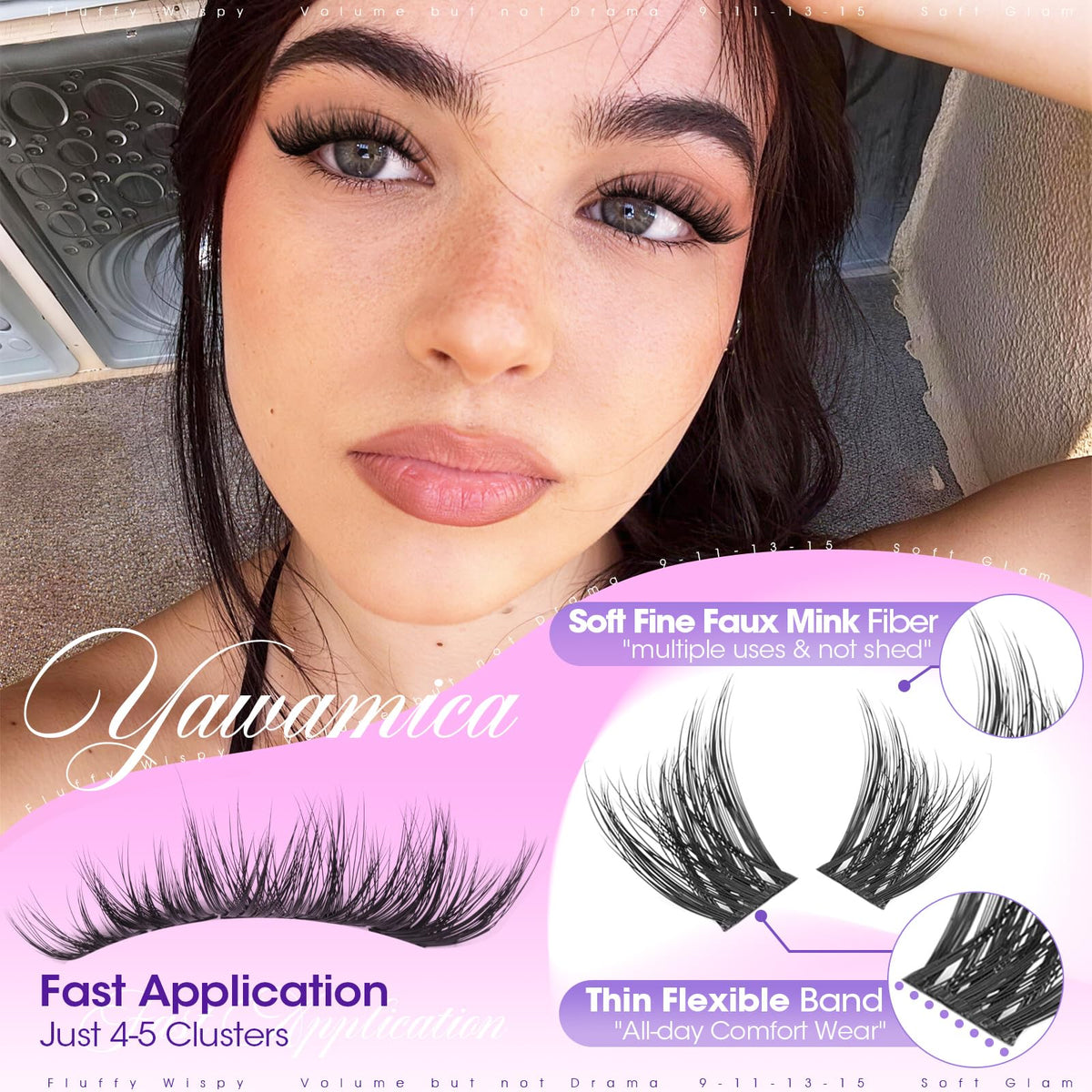 Yawamica Fluffy Lash Clusters in natural light