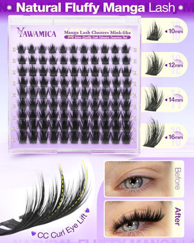 Yawamica Fluffy Manga Lash Clusters displayed in packaging