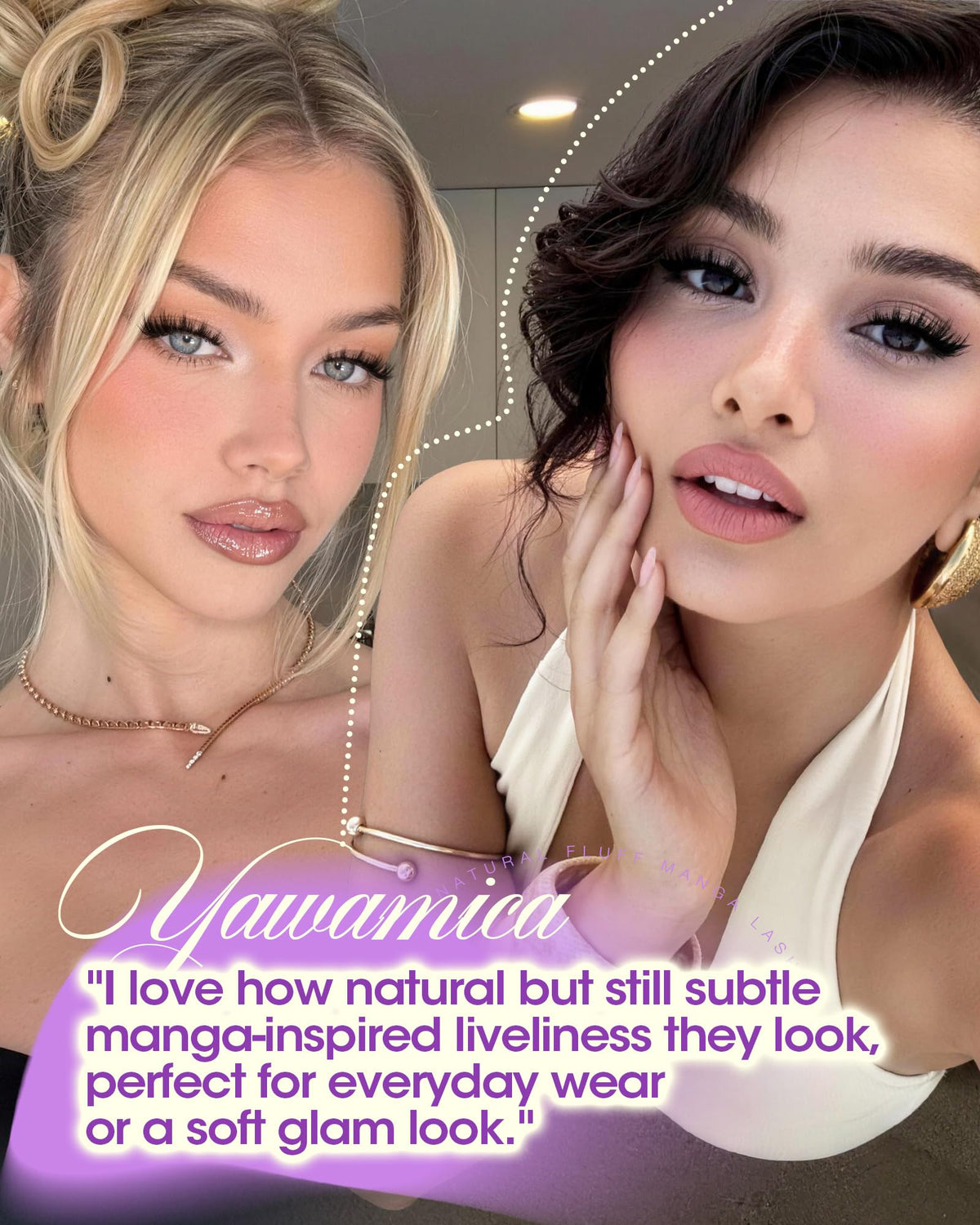 Yawamica Fluffy Manga Lash Clusters with flexible band detail