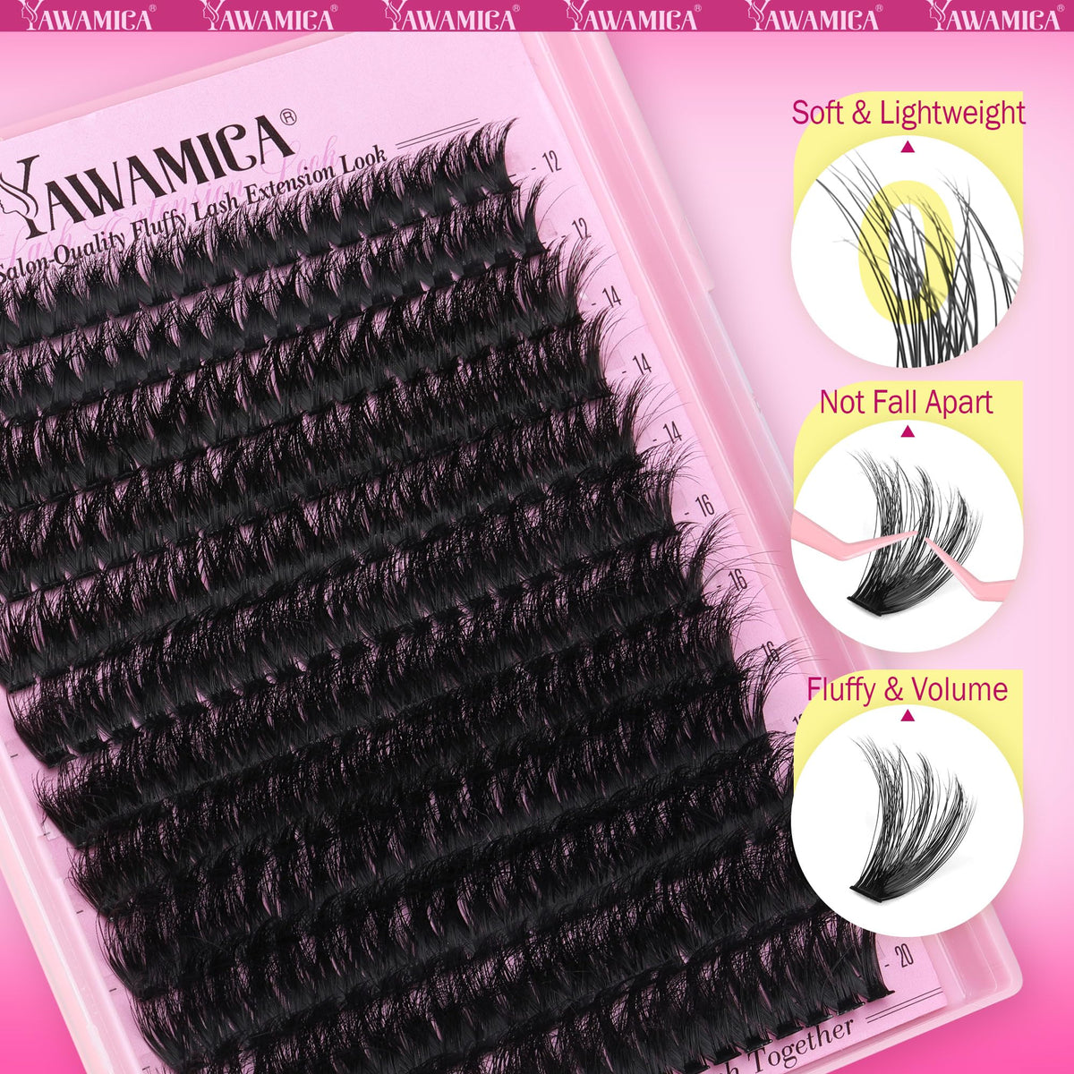 Yawamica lash bond and seal bottle next to lash tweezers