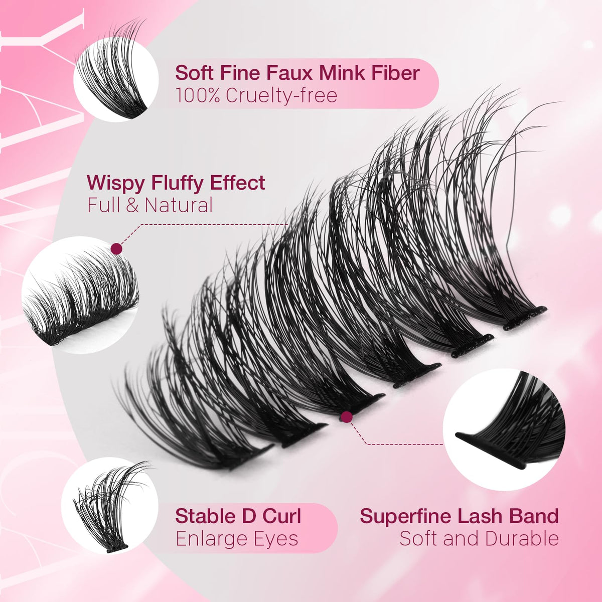 Yawamica lash clusters in packaging on a white background