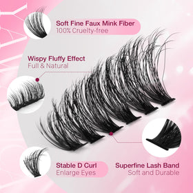 Yawamica lash clusters in packaging on a white background