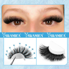 Yawamica Lash Clusters Kit 200D showing various lash lengths from 10mm to 20mm