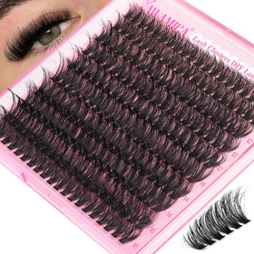 Yawamica Natural Fluffy Lash Clusters front view with mixed lengths