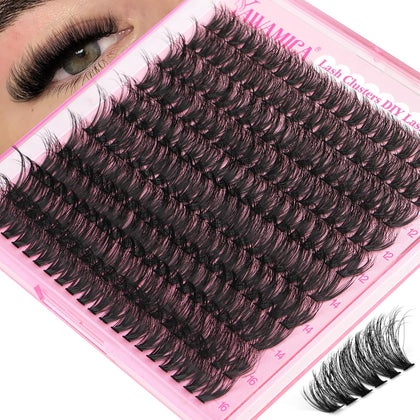 Yawamica Natural Fluffy Lash Clusters front view with mixed lengths