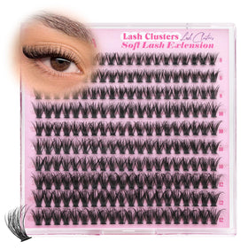 Yawamica Short Lash Clusters 8-12mm natural fluffy eyelash clusters front view