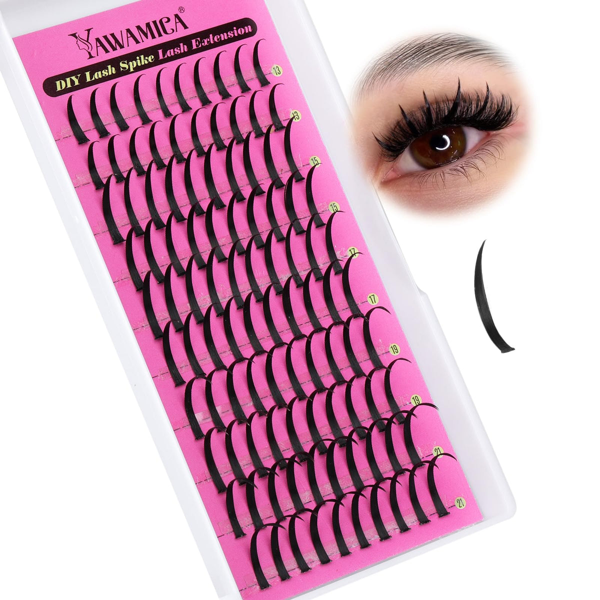 Yawamica Spiky Lash Extensions front view with mixed lengths
