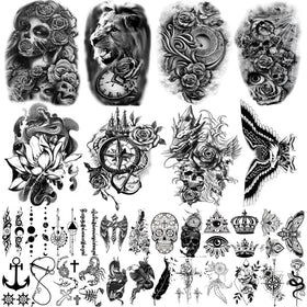 Yazhiji 32 Sheets Temporary Tattoos large size front view