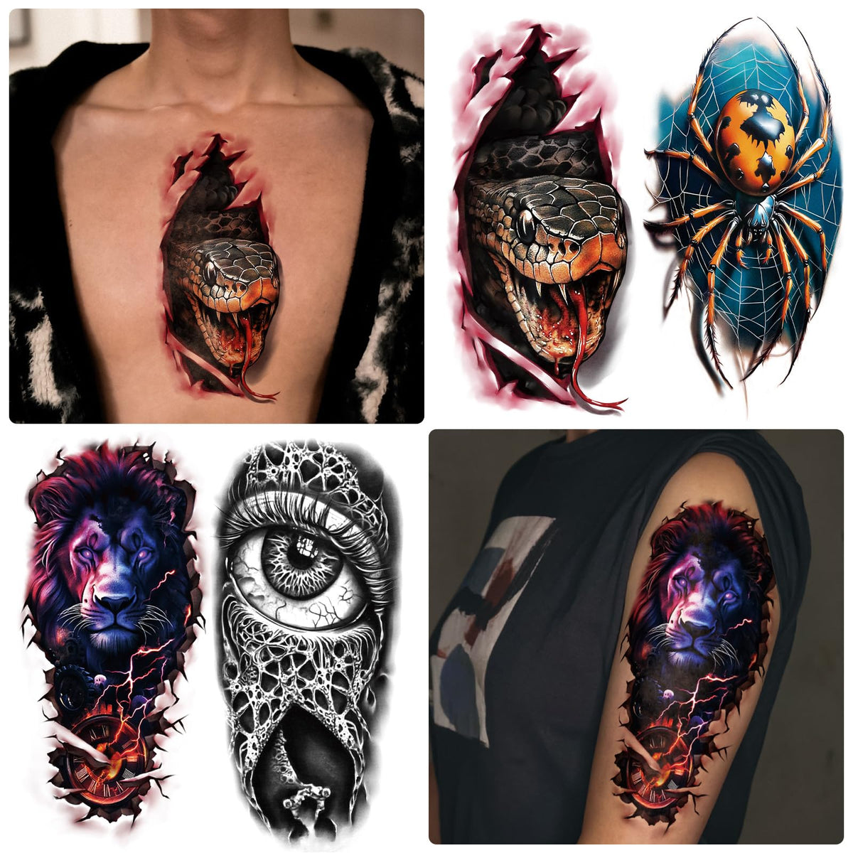Yazhiji 3D temporary tattoo displaying a detailed spider design