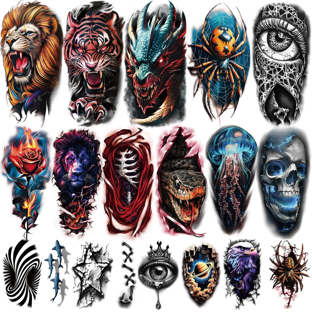 Yazhiji 3D temporary tattoo featuring a realistic skull design