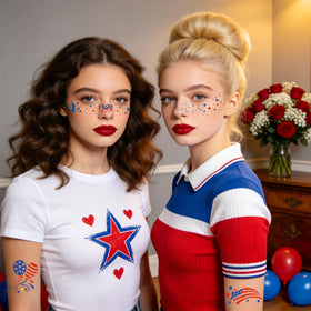 Yazhiji face tattoos featuring stars and stripes