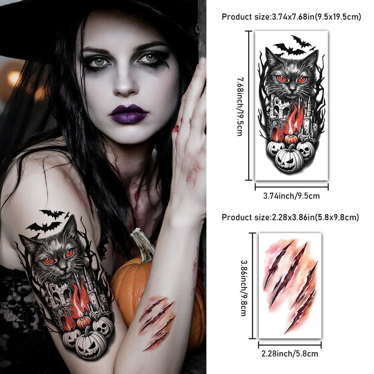 Yazhiji Halloween Temporary Tattoos applied on skin