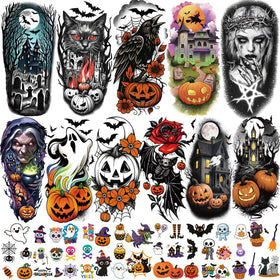 Yazhiji Halloween Temporary Tattoos assorted designs front view