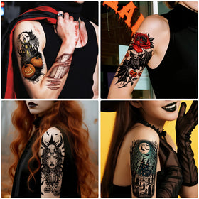 Yazhiji Halloween Temporary Tattoos with witches and ghosts