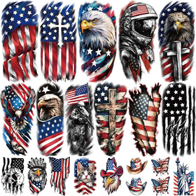 Yazhiji Independence Day Temporary Tattoos 77 sheets with various designs